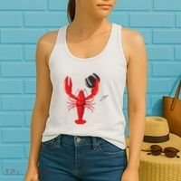 Funny Wine Drinking Lobster Red Crawfish Wine Lovers Gift Women's Tank Top thumb 2
