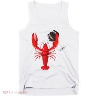 Funny Wine Drinking Lobster Red Crawfish Wine Lovers Gift Tank Top thumb 0