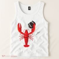 Funny Wine Drinking Lobster Red Crawfish Wine Lovers Gift Tank Top thumb 2