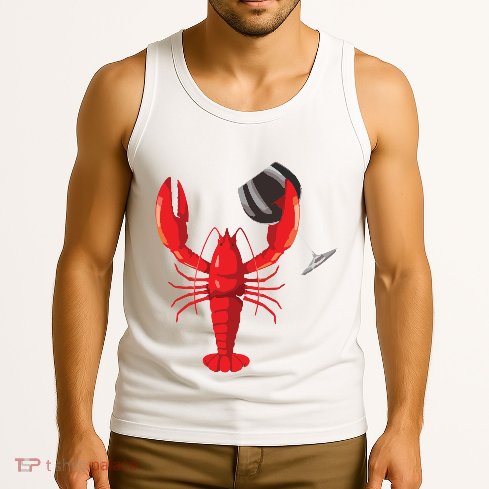 Funny Wine Drinking Lobster Red Crawfish Wine Lovers Gift Tank Top