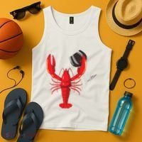 Funny Wine Drinking Lobster Red Crawfish Wine Lovers Gift Tank Top thumb 4