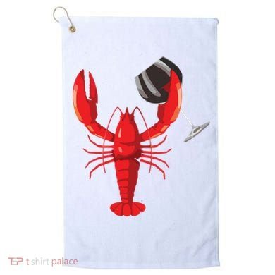 Funny Wine Drinking Lobster Red Crawfish Wine Lovers Gift Golf Towel