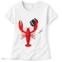 Funny Wine Drinking Lobster Red Crawfish Wine Lovers Gift Women's T-Shirt thumb 0