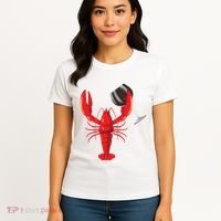 Funny Wine Drinking Lobster Red Crawfish Wine Lovers Gift Women's T-Shirt thumb 4