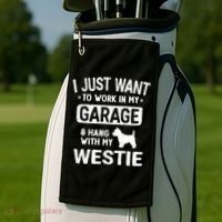 Funny Westie Dad Garage Hang With Gift Golf Towel thumb 2