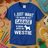 Funny Westie Dad Garage Hang With Gift Kids T-Shirt thumb 3