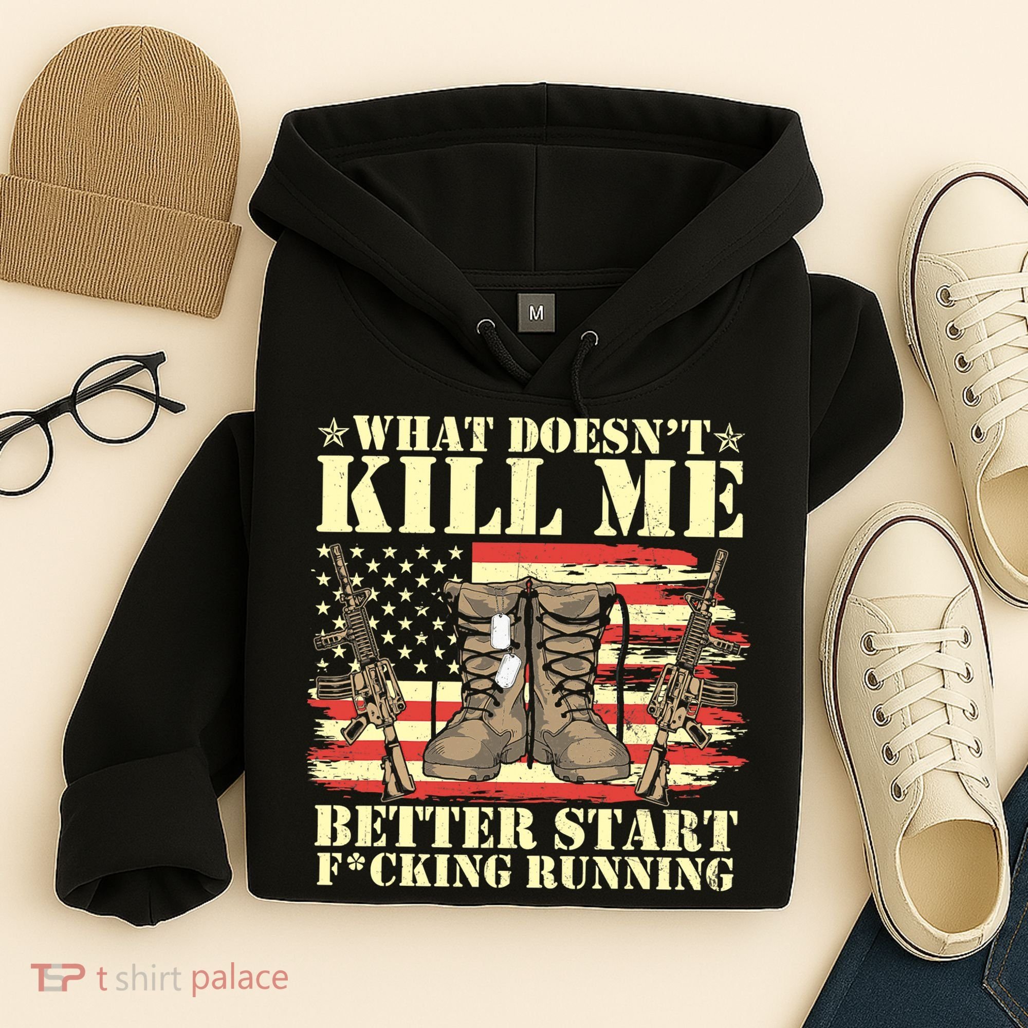 Funny What Doesn't Kill Me Better Start F Running Veteran Hoodie