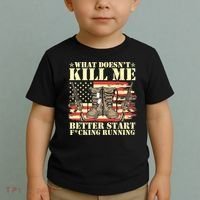 Funny What Doesn't Kill Me Better Start F Running Veteran Toddler T-Shirt thumb 2