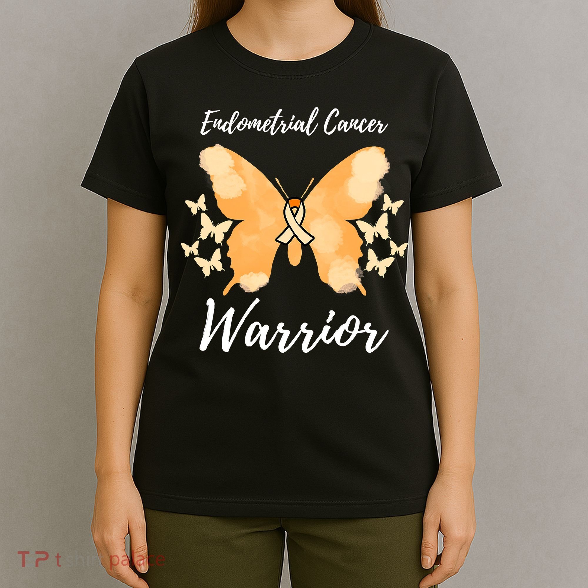 Funny Warrior Endometrial Cancer Awareness Uterine Cancer T-Shirt