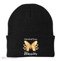 Funny Warrior Endometrial Cancer Awareness Uterine Cancer Beanie thumb 0