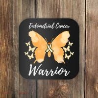 Funny Warrior Endometrial Cancer Awareness Uterine Cancer Coaster thumb 0