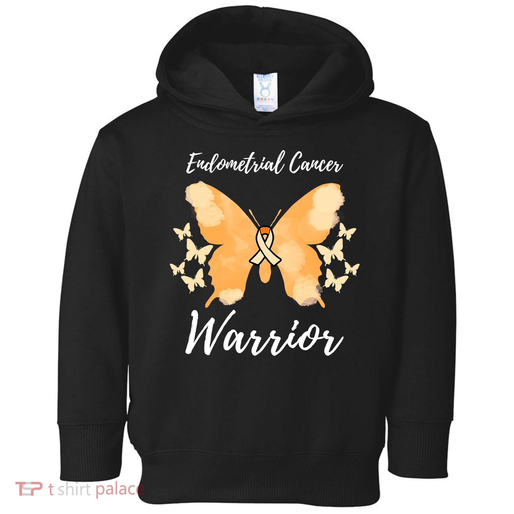 Funny Warrior Endometrial Cancer Awareness Uterine Cancer Toddler Hoodie