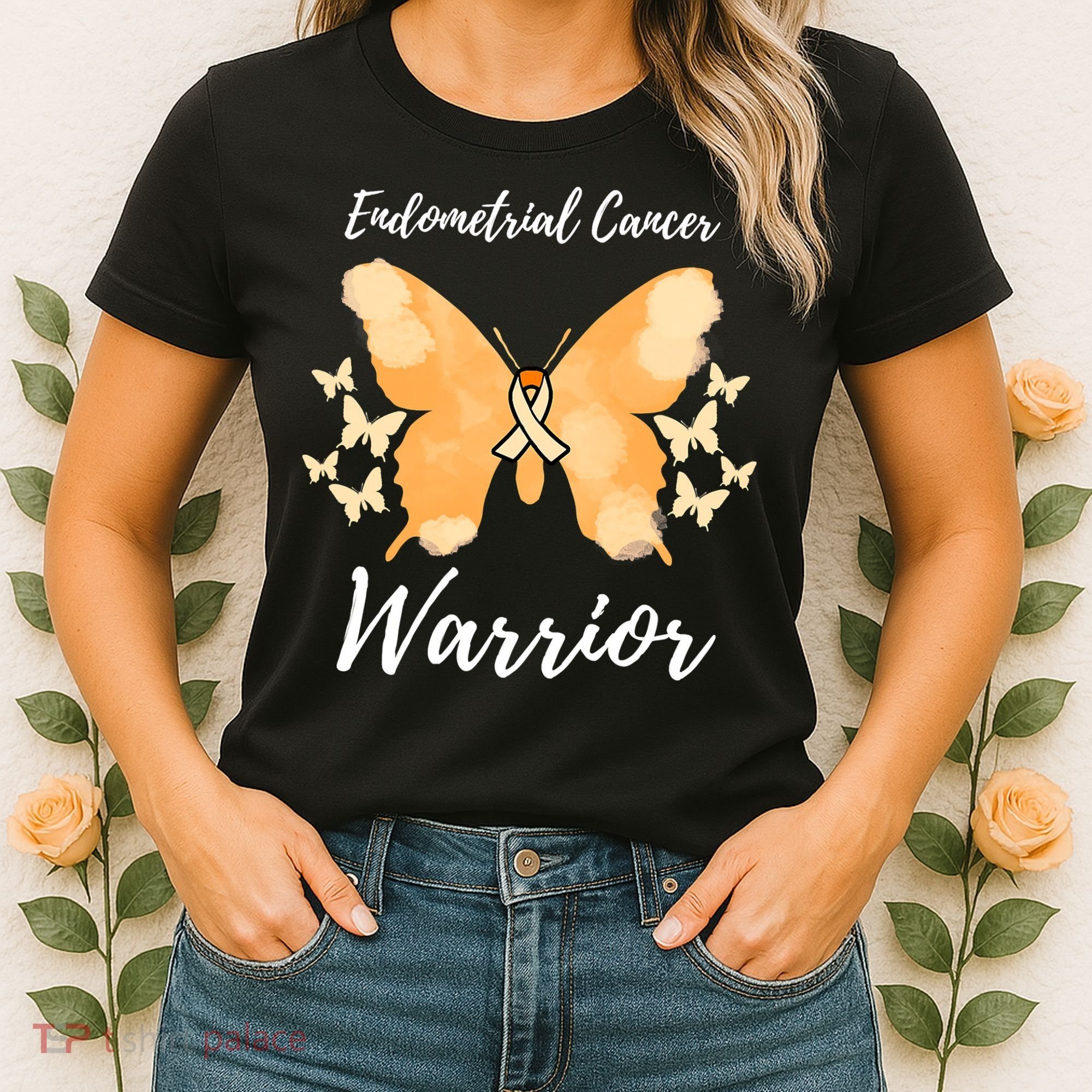Funny Warrior Endometrial Cancer Awareness Uterine Cancer Women's T-Shirt