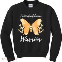 Funny Warrior Endometrial Cancer Awareness Uterine Cancer Kids Sweatshirt thumb 0