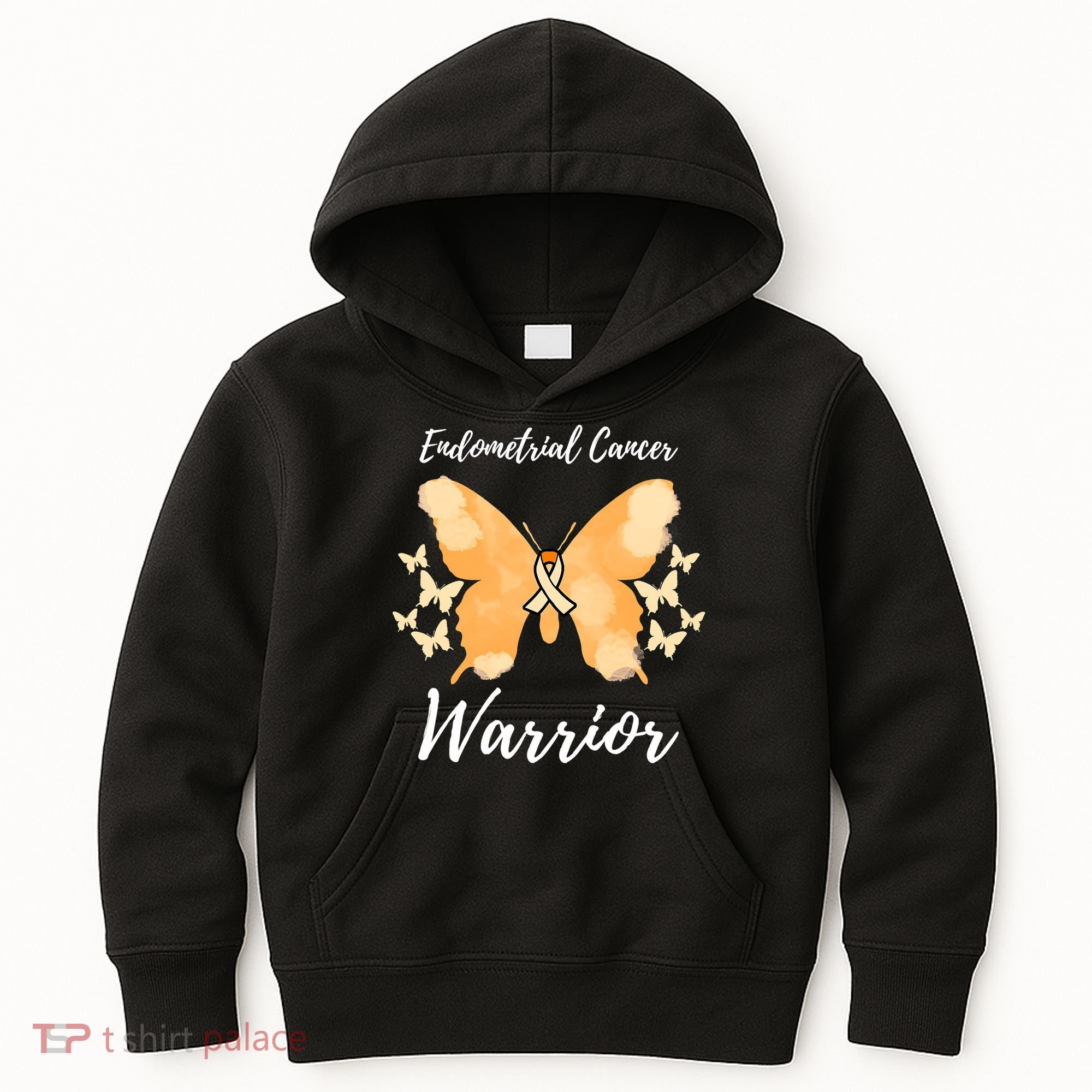 Funny Warrior Endometrial Cancer Awareness Uterine Cancer Kids Hoodie