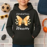 Funny Warrior Endometrial Cancer Awareness Uterine Cancer Kids Hoodie thumb 2