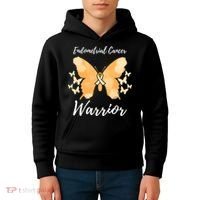 Funny Warrior Endometrial Cancer Awareness Uterine Cancer Kids Hoodie thumb 4