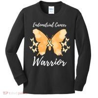 Funny Warrior Endometrial Cancer Awareness Uterine Cancer Kids Long Sleeve Shirt thumb 0