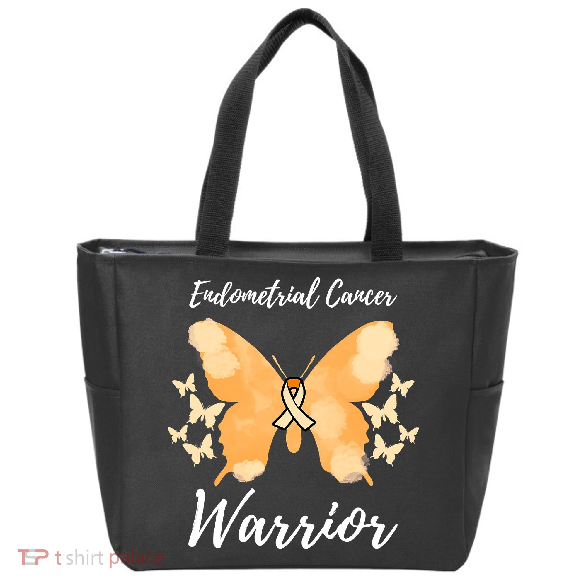 Funny Warrior Endometrial Cancer Awareness Uterine Cancer Tote Bag