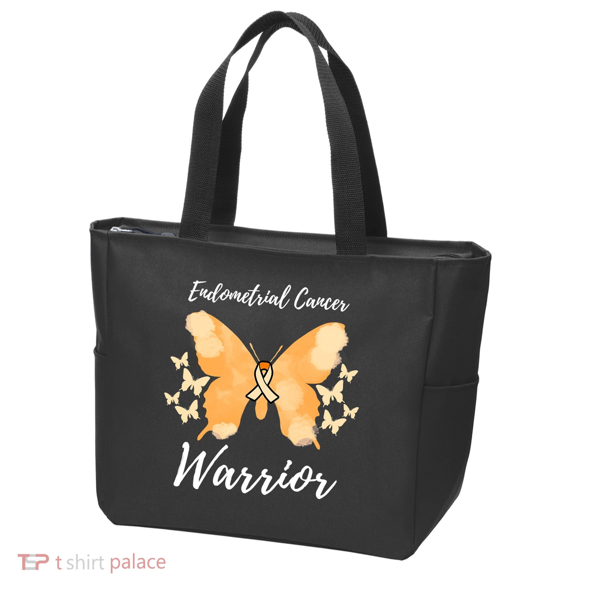 Funny Warrior Endometrial Cancer Awareness Uterine Cancer Tote Bag