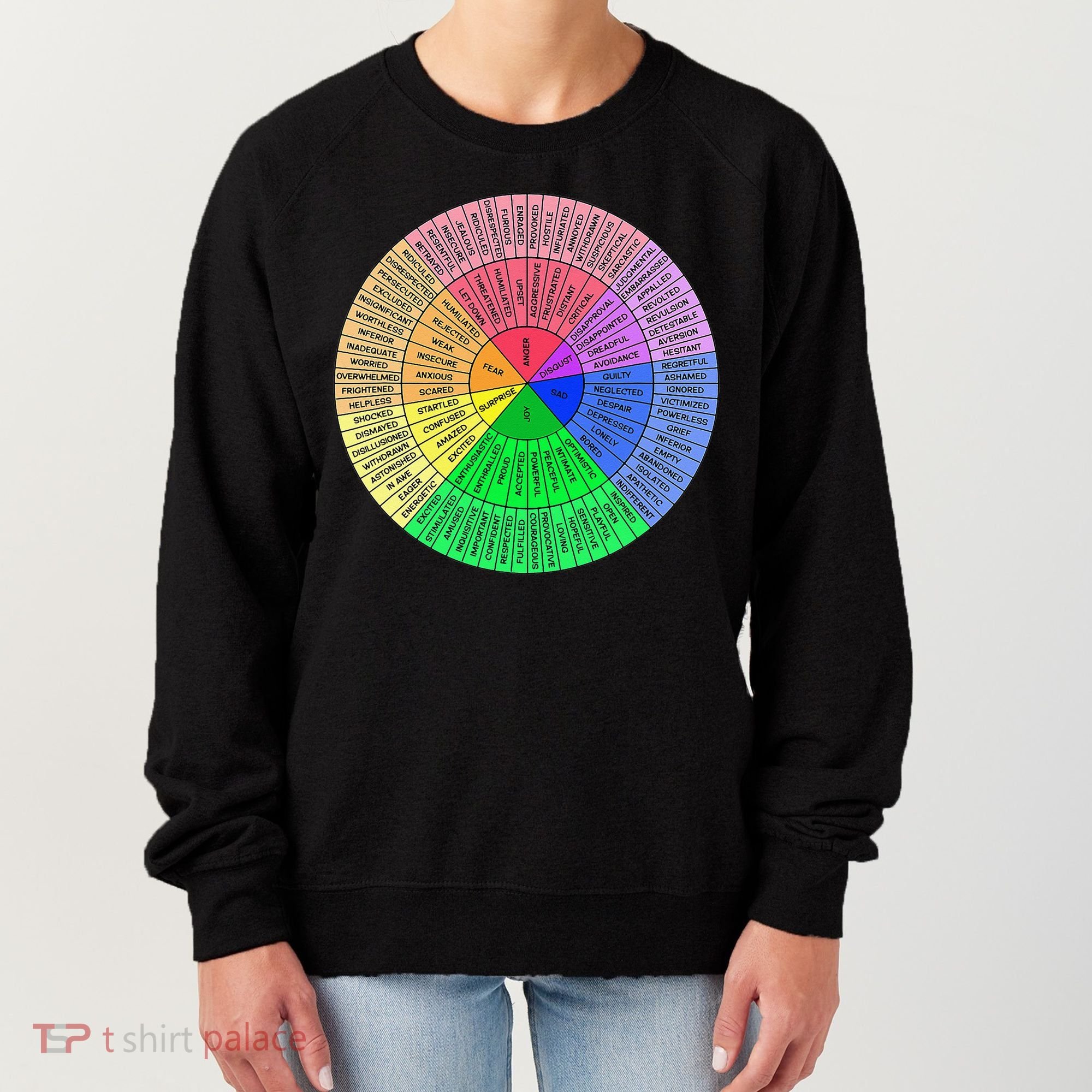 Feelings Wheel Emotion Chart Mental Health Therapy Chart Women's Sweatshirt