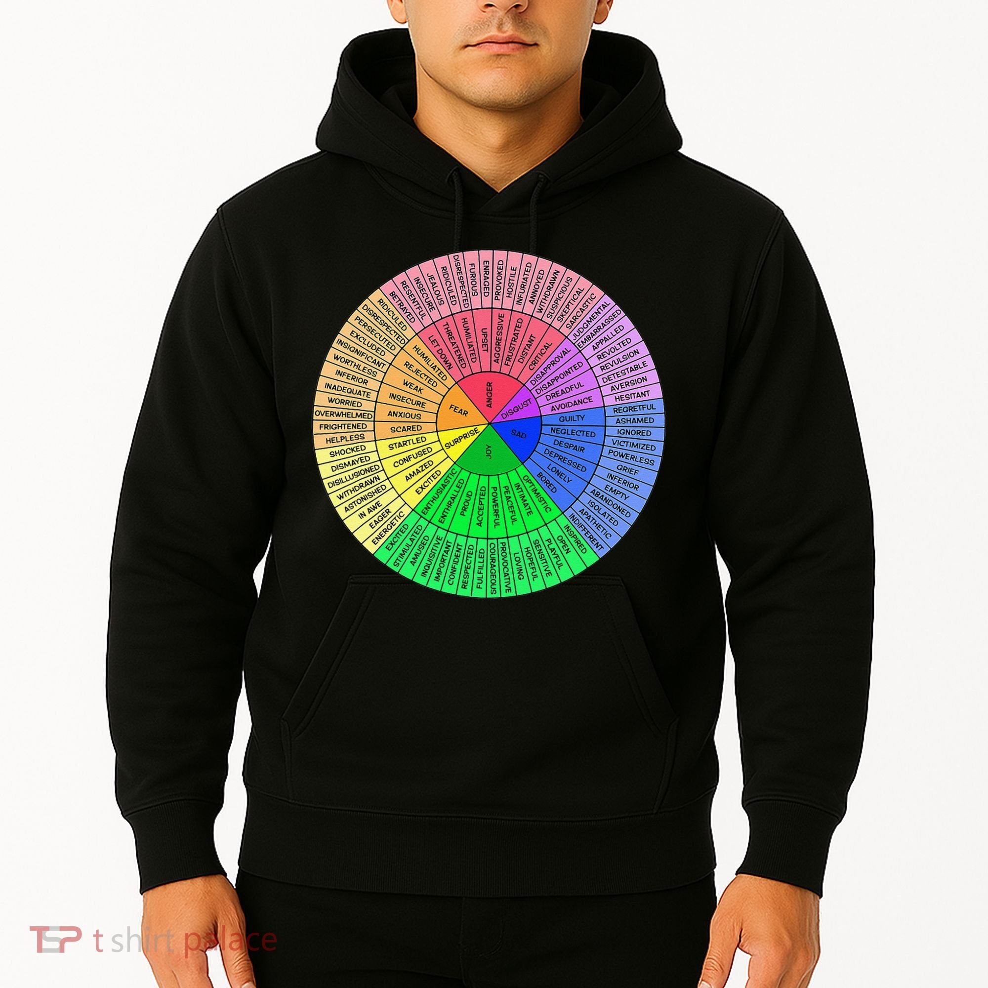 Feelings Wheel Emotion Chart Mental Health Therapy Chart Hoodie