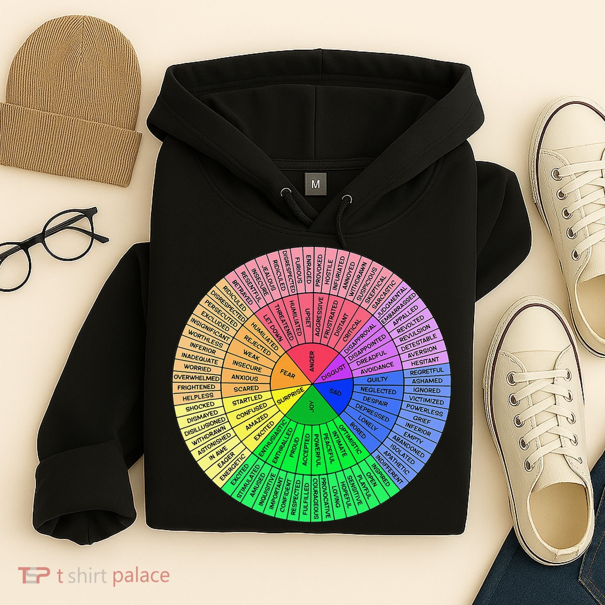 Feelings Wheel Emotion Chart Mental Health Therapy Chart Hoodie
