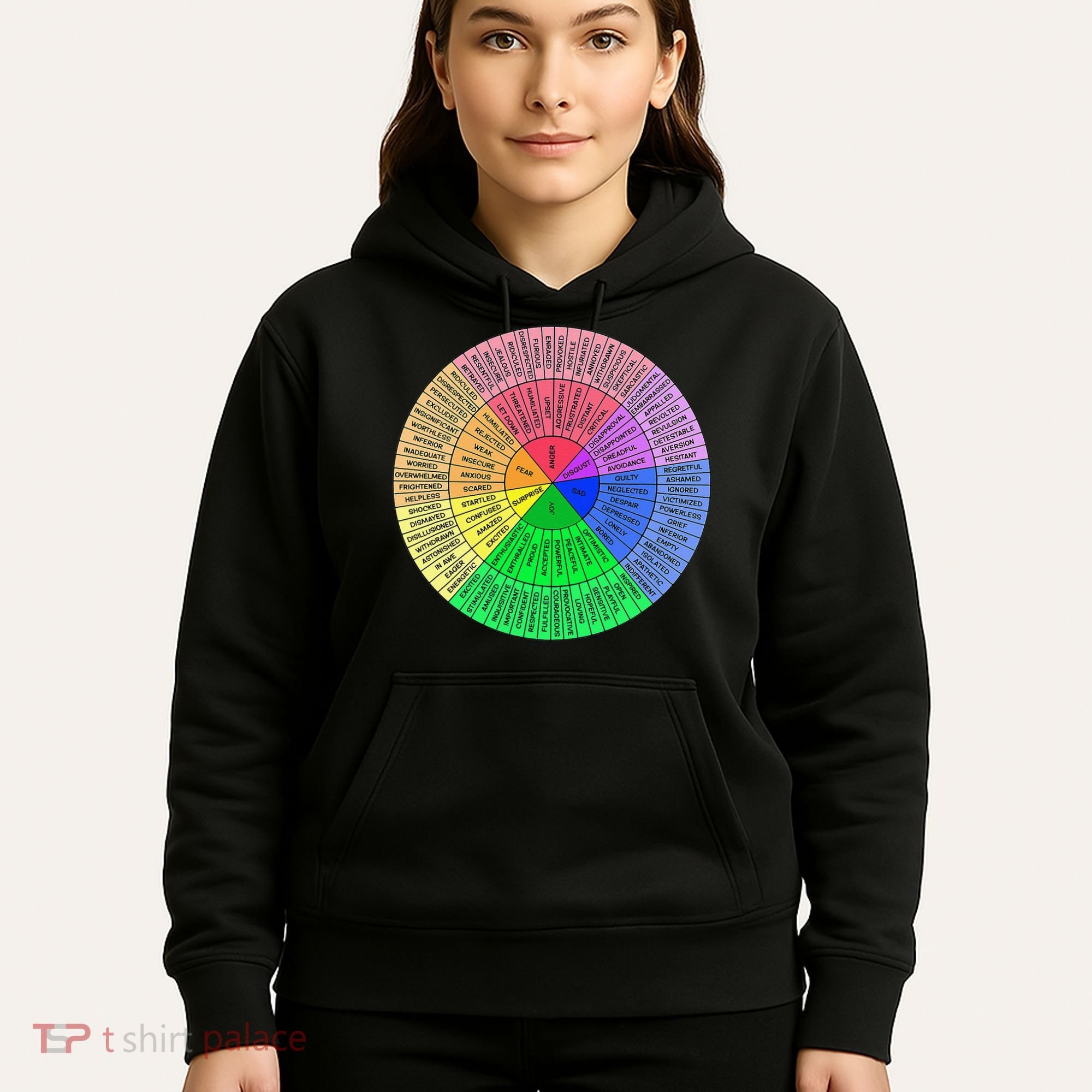 Feelings Wheel Emotion Chart Mental Health Therapy Chart Hoodie