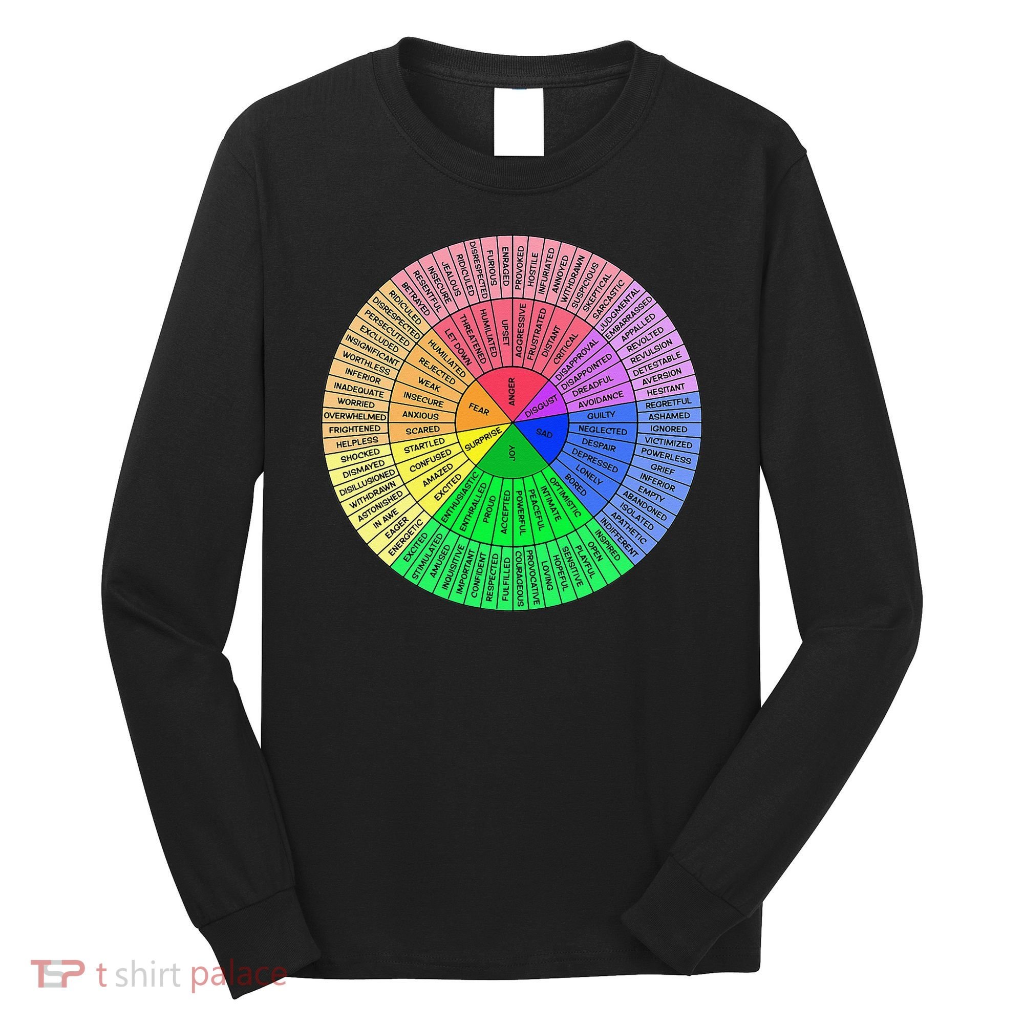 Feelings Wheel Emotion Chart Mental Health Therapy Chart Long Sleeve Shirt