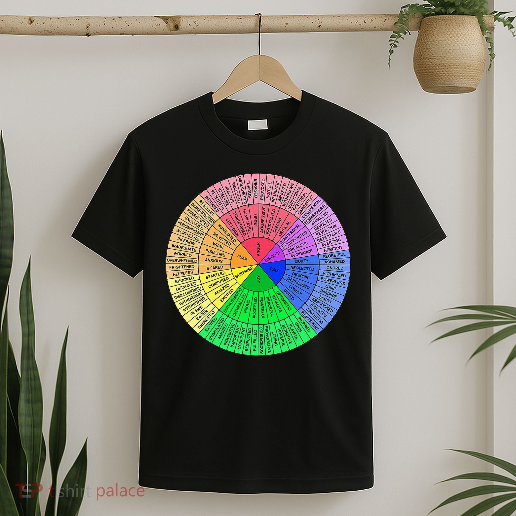 Feelings Wheel Emotion Chart Mental Health Therapy Chart T-Shirt