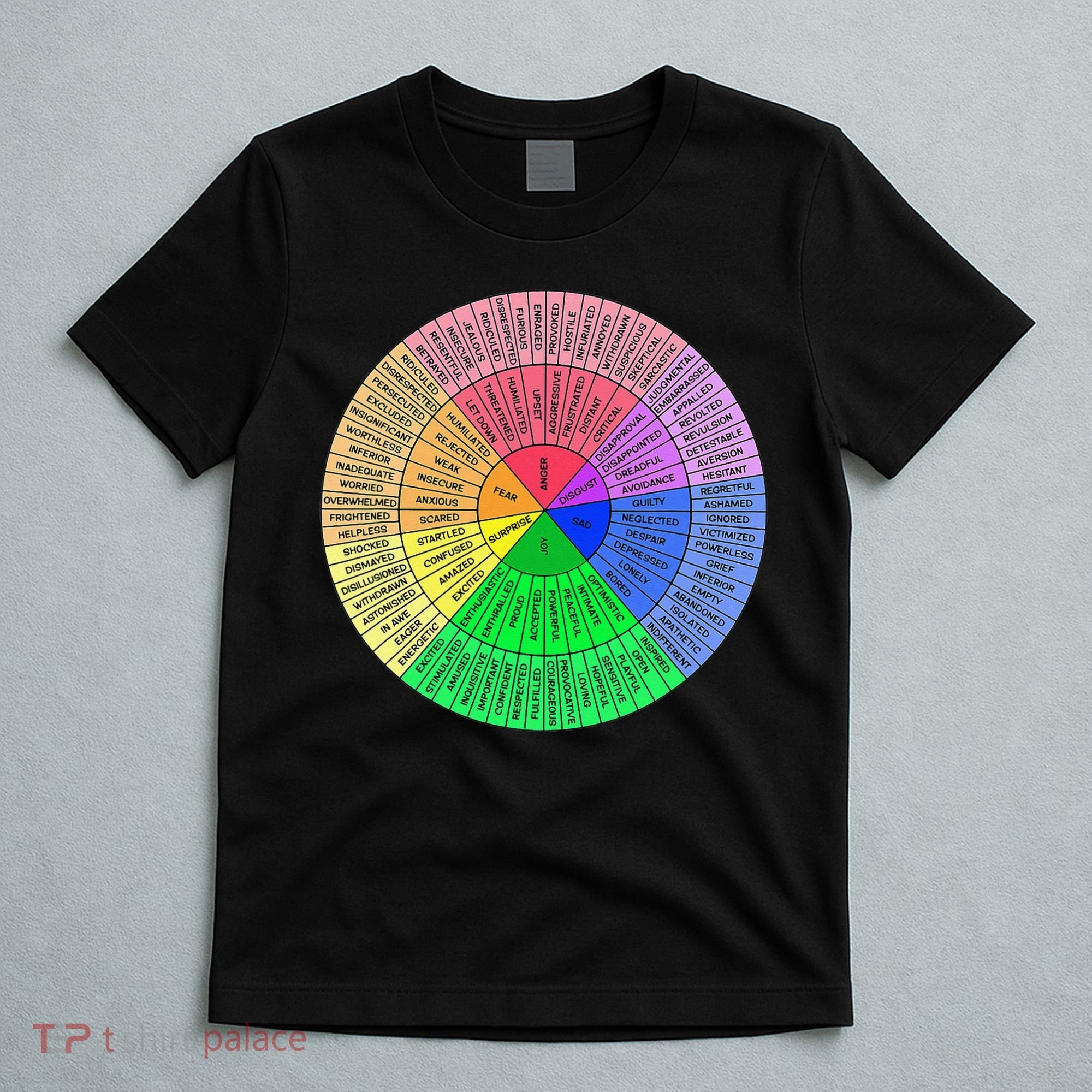 Feelings Wheel Emotion Chart Mental Health Therapy Chart T-Shirt