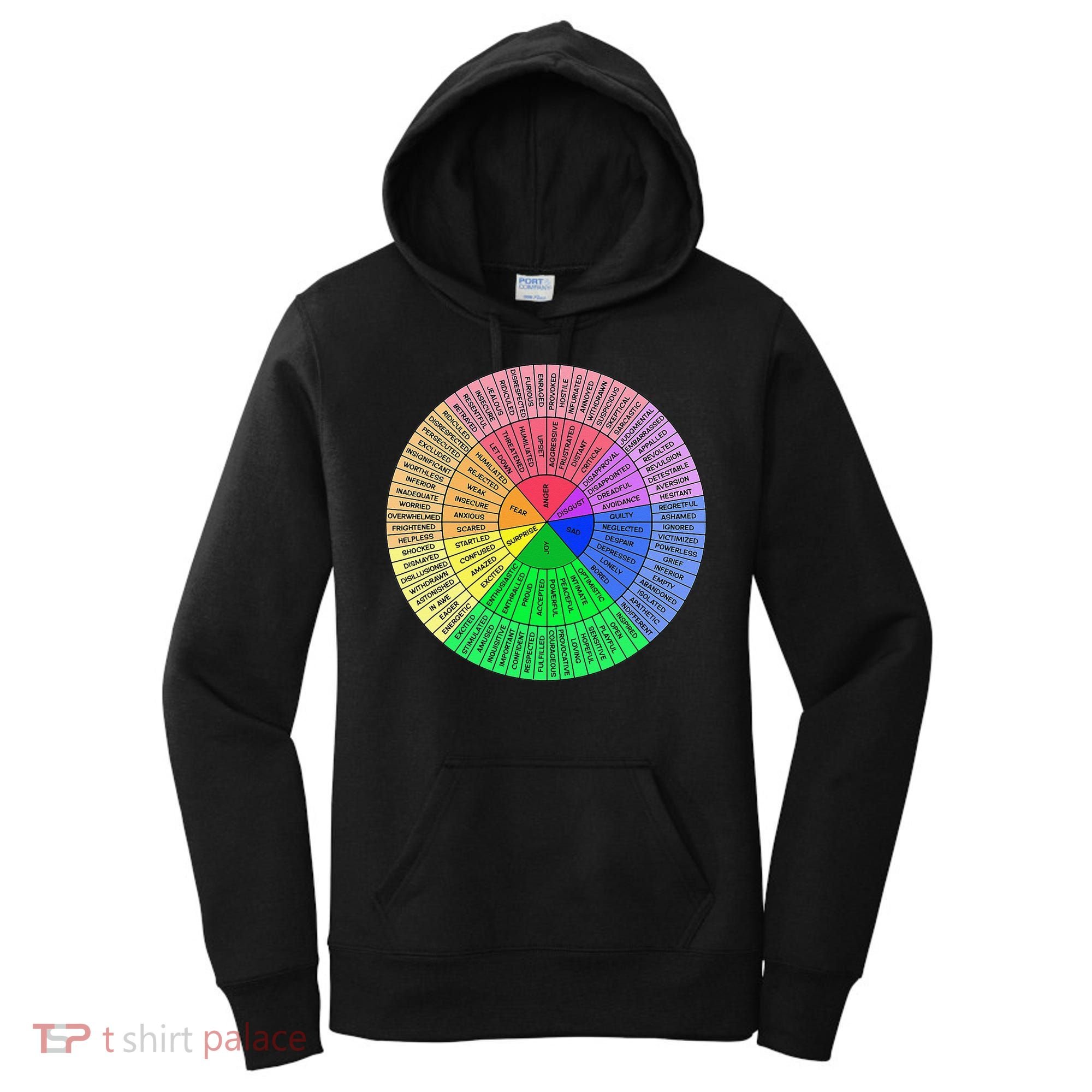 Feelings Wheel Emotion Chart Mental Health Therapy Chart Women's Hoodie