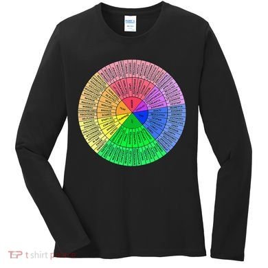 Feelings Wheel Emotion Chart Mental Health Therapy Chart Women's Long Sleeve Shirt
