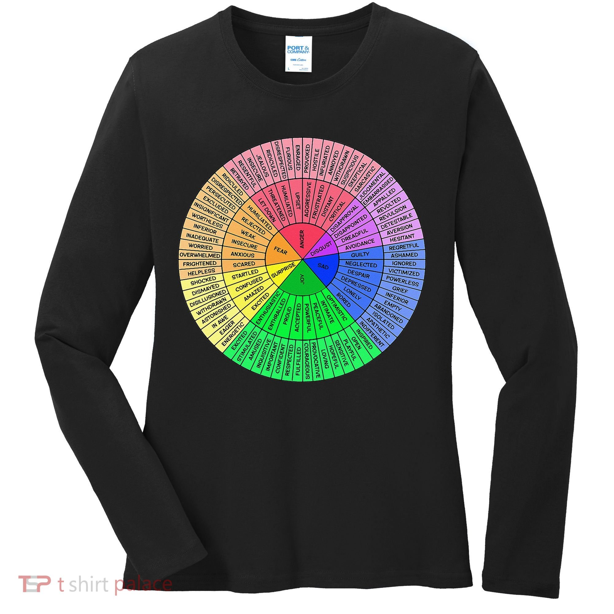 Feelings Wheel Emotion Chart Mental Health Therapy Chart Women's Long Sleeve Shirt
