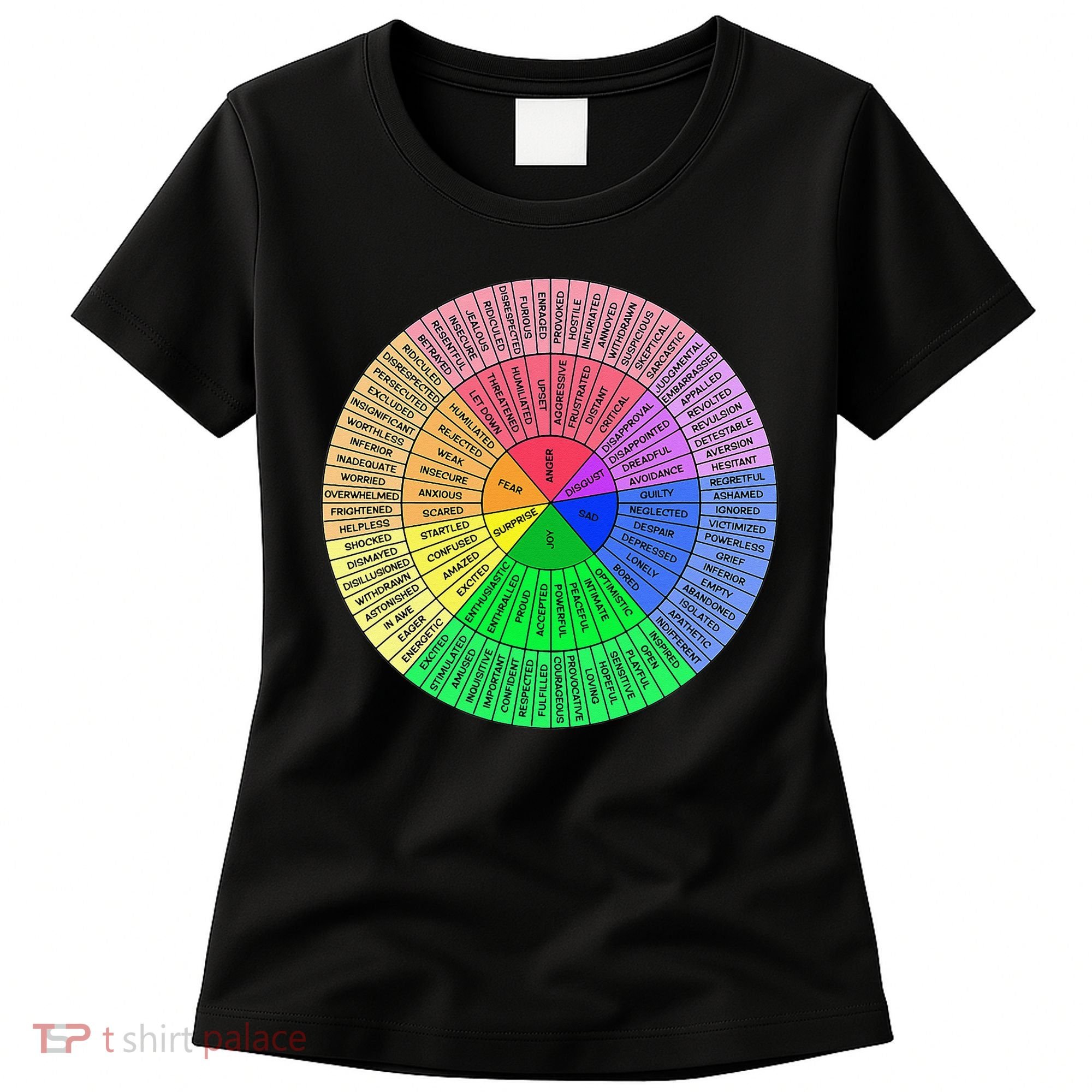Feelings Wheel Emotion Chart Mental Health Therapy Chart Women's T-Shirt