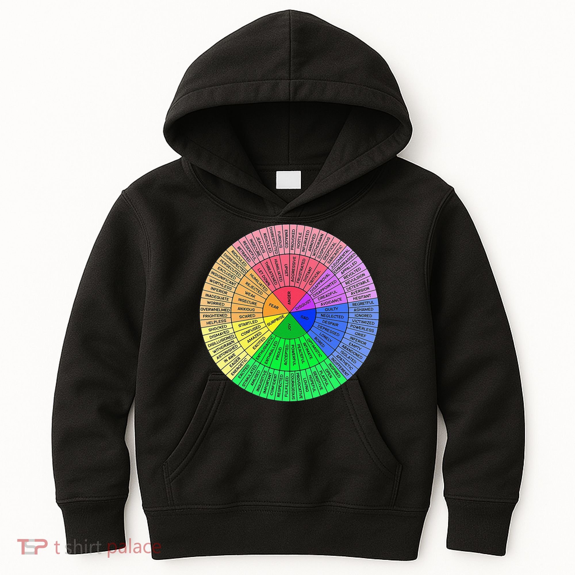 Feelings Wheel Emotion Chart Mental Health Therapy Chart Kids Hoodie