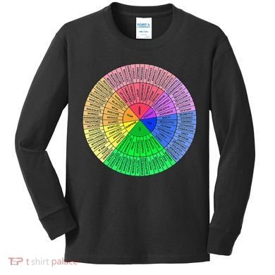 Feelings Wheel Emotion Chart Mental Health Therapy Chart Kids Long Sleeve Shirt
