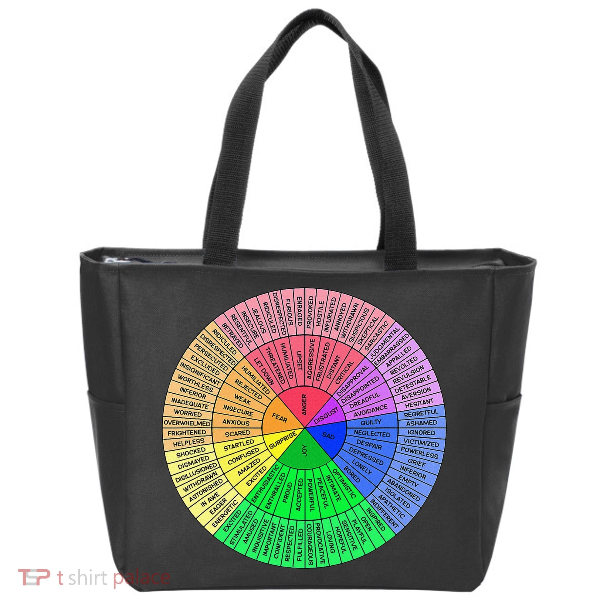 Feelings Wheel Emotion Chart Mental Health Therapy Chart Tote Bag