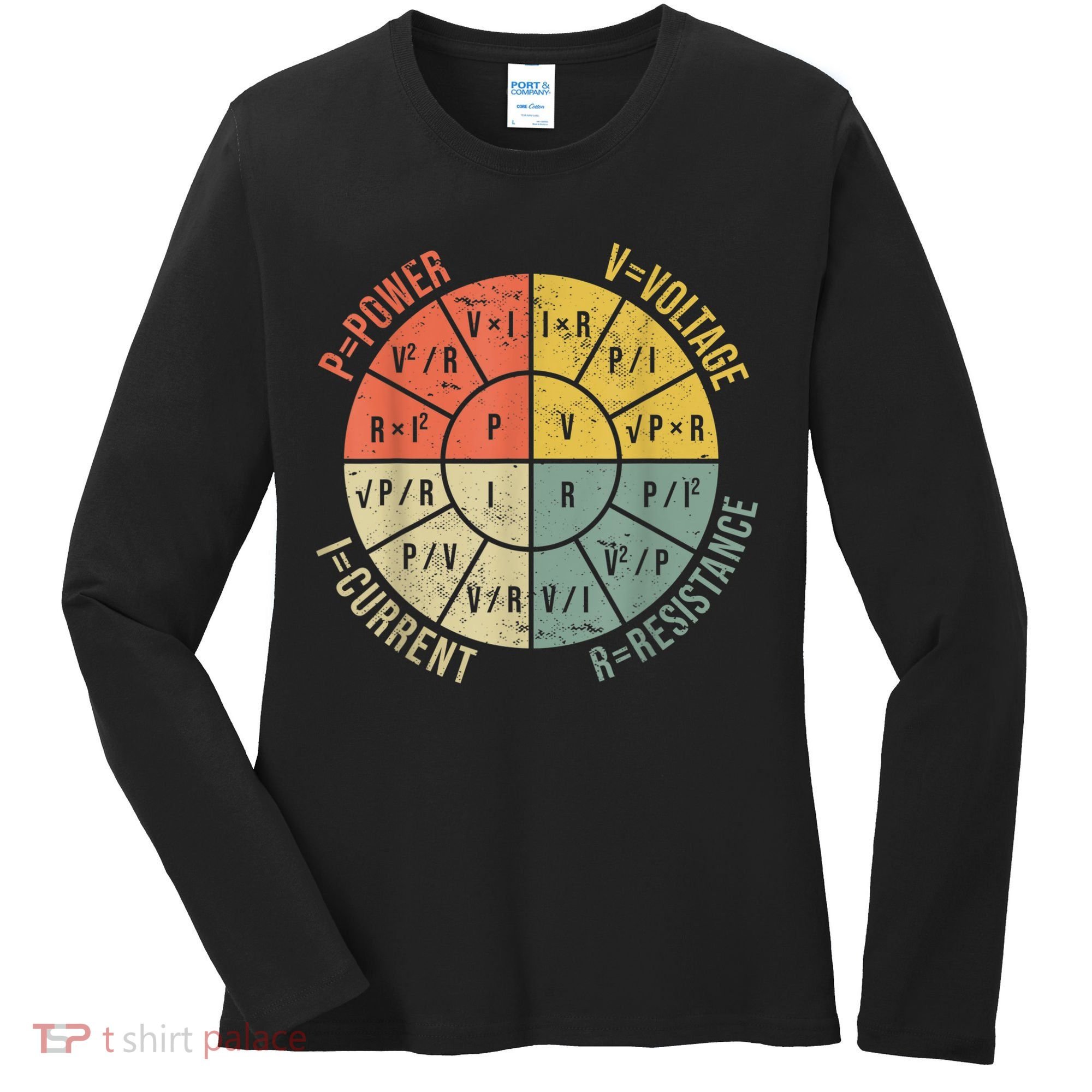Formula Wheel Electrical Engineering Electricity Ohm's Law Women's Long Sleeve Shirt