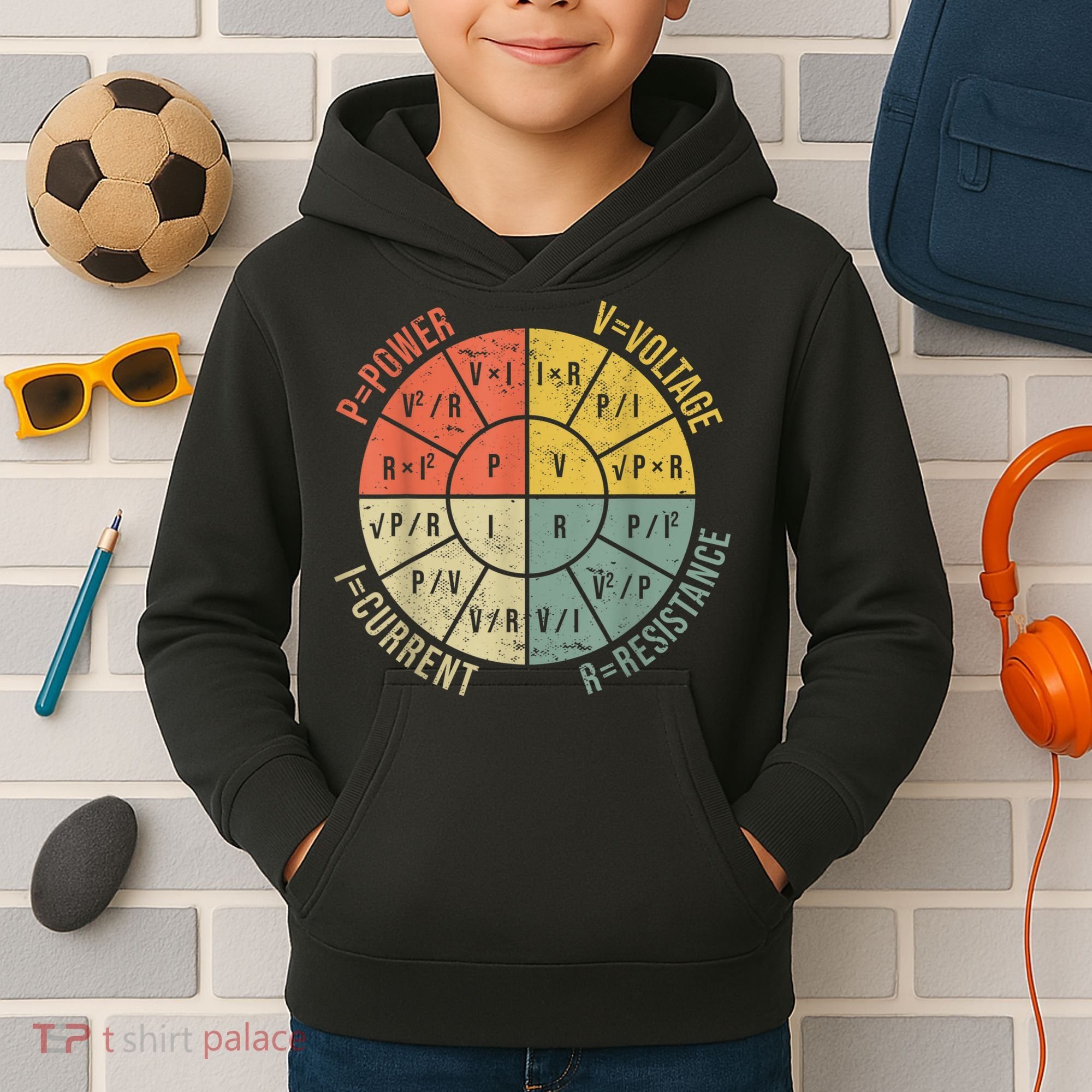 Formula Wheel Electrical Engineering Electricity Ohm's Law Kids Hoodie