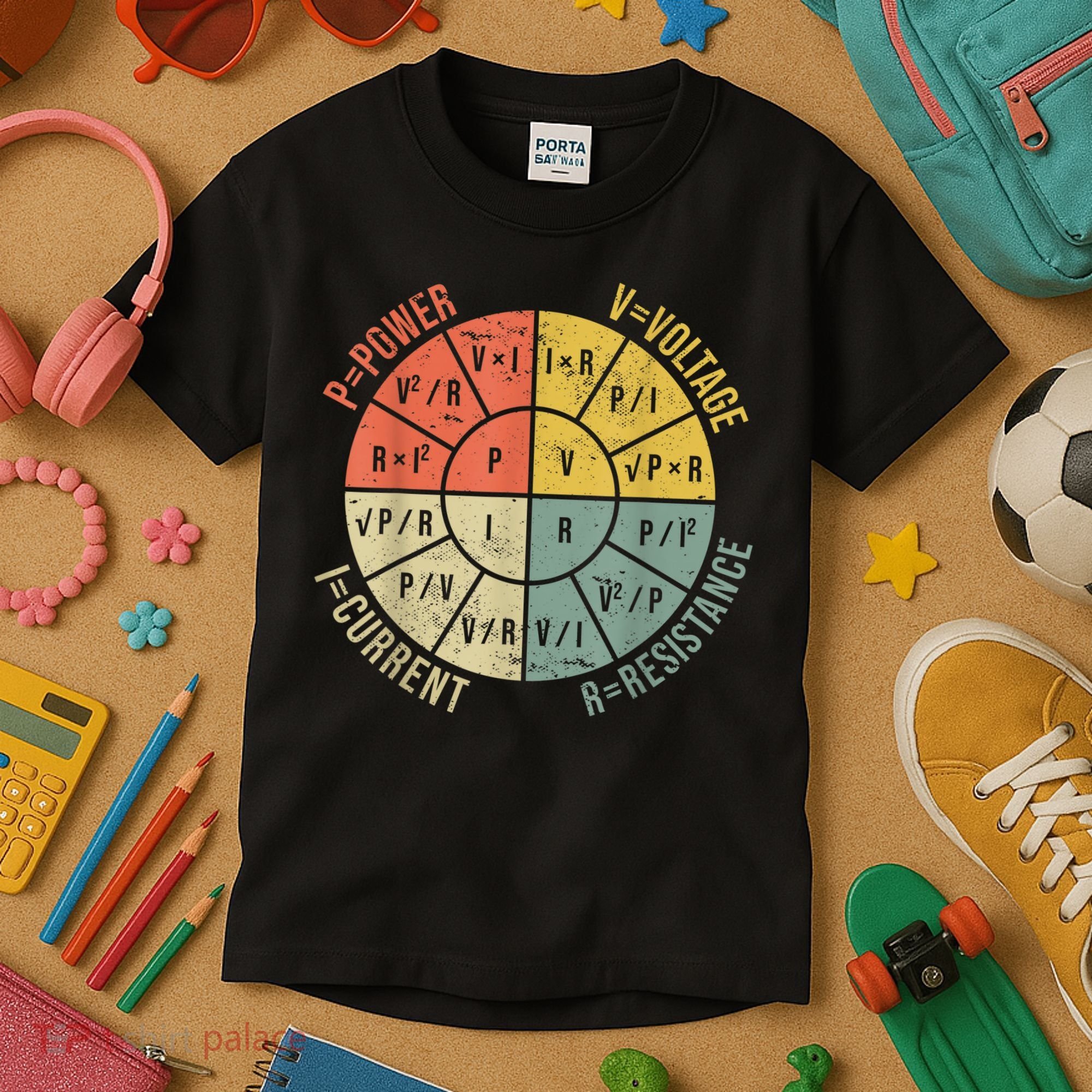 Formula Wheel Electrical Engineering Electricity Ohm's Law Kids T-Shirt