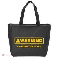 Funny Warning Entering Teen Years Tote Bag thumb 0