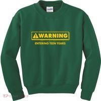 Funny Warning Entering Teen Years Kids Sweatshirt thumb 0