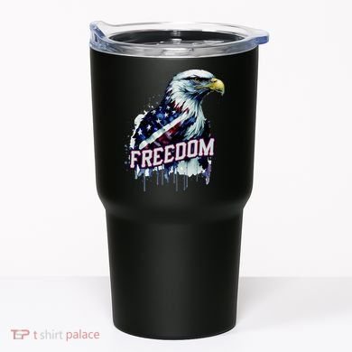 Freedom Watercolor Eagle With American Flag Tumbler
