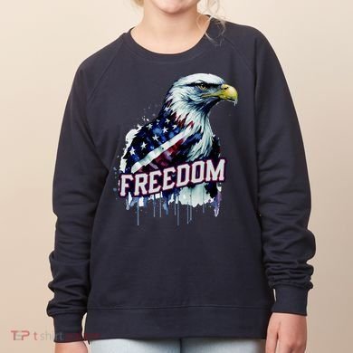 Freedom Watercolor Eagle With American Flag Women's Sweatshirt