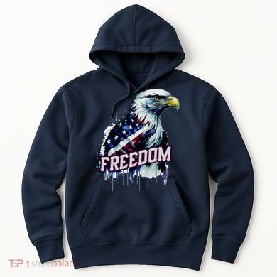 Freedom Watercolor Eagle With American Flag Hoodie