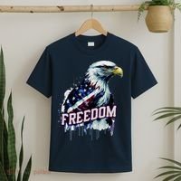 Freedom Watercolor Eagle With American Flag T-Shirt thumb 2