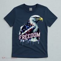 Freedom Watercolor Eagle With American Flag T-Shirt thumb 5