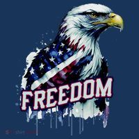 Freedom Watercolor Eagle With American Flag T-Shirt thumb 7