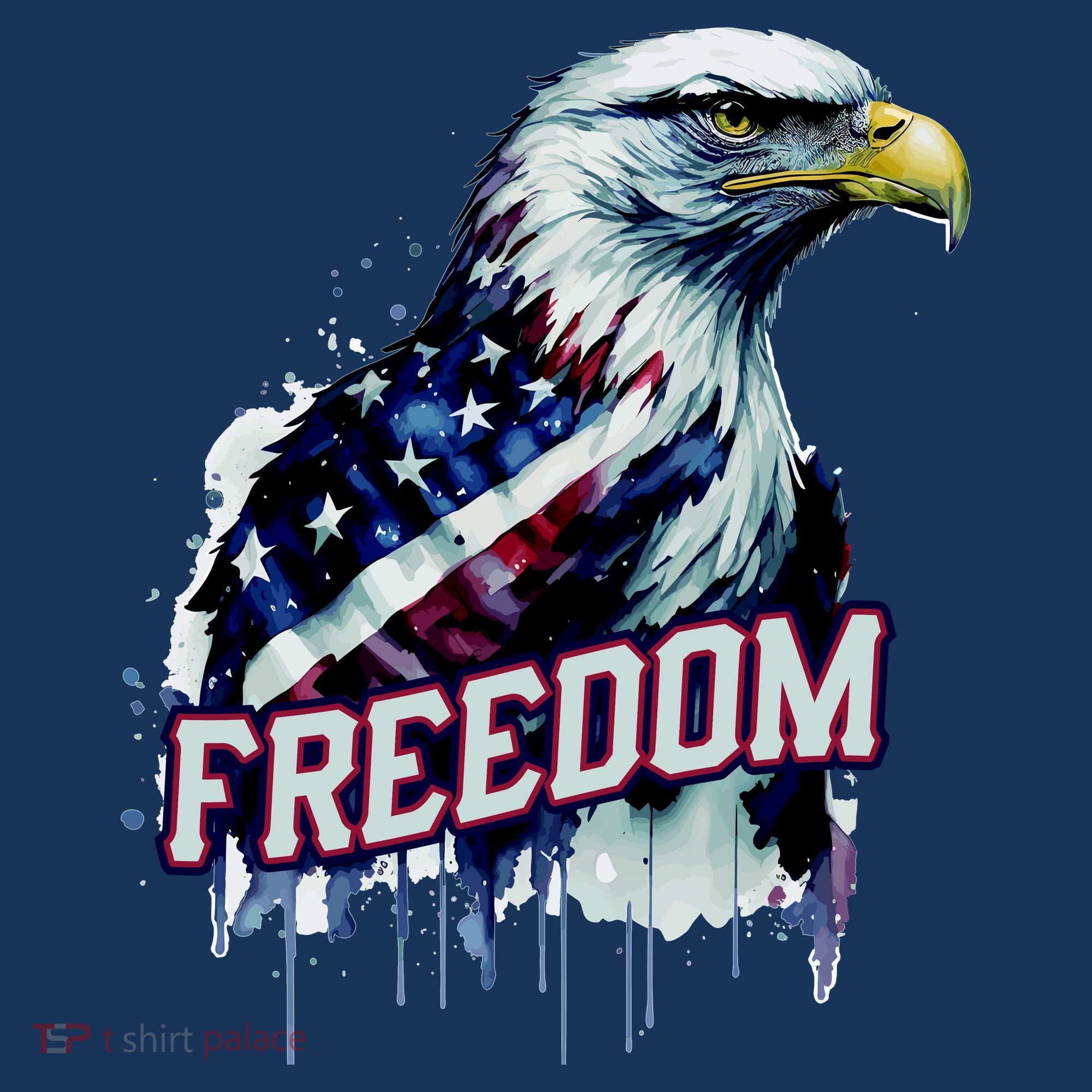 Freedom Watercolor Eagle With American Flag T-Shirt